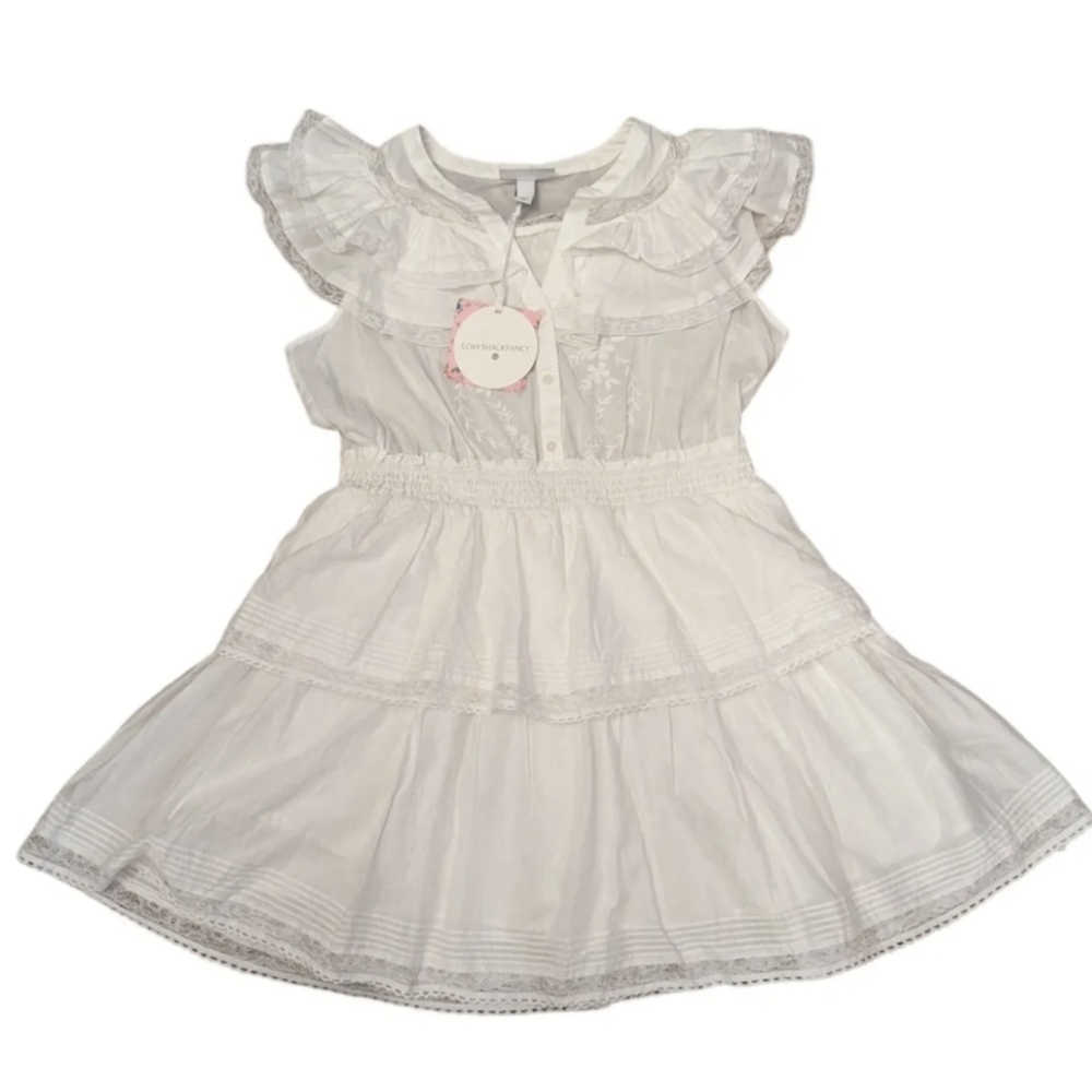 NWT LoveShackFancy x Target Penelope White Double Ruffle Tiered Dress Large